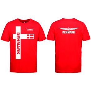 R�d T-Shirt  med DK Tryk
