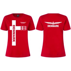 R�d T-Shirt  med DK Tryk Damemodel