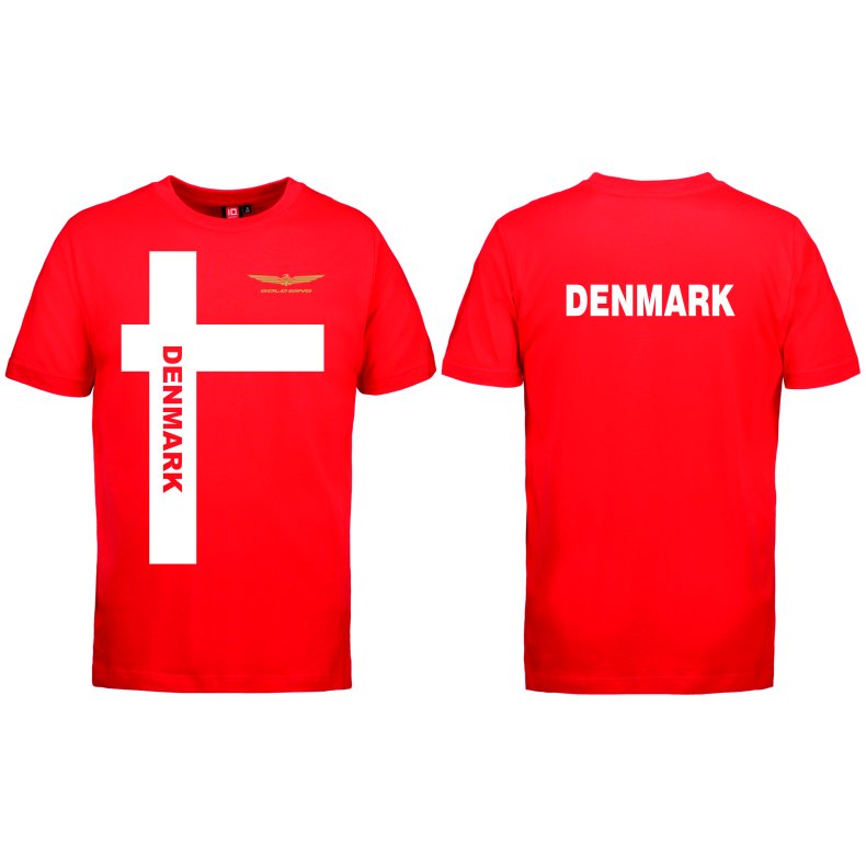 R�d T-Shirt  med DK Tryk